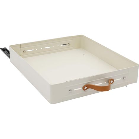 Tiroir télescopique de 35 à 51 cm large, avec colle, sans perçage, 42 profondeur, extensible pour armoire cuisine, largeur réglable, organiseur placard (blanc) Blanc. - (1/5)