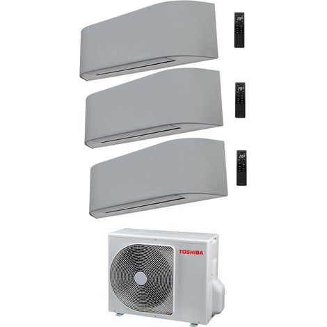 Climatizzatore Condizionatore Toshiba Trial Split Inverter serie HAORI 10000+10000+16000 (9000+9000+15000) con RAS3M26S3AV-E Wi-Fi Integrato Grigio Chiaro/Grigio Scuro 10+10+16 (9+9+15) - NOVITA' Grig