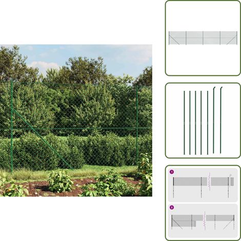 Clôture à mailles losangées avec bride vert 1,4x10 m - Clôture - Clôture Grillagée - Clôture Cyclique - Clôture Métalliques - Clôture Jardin