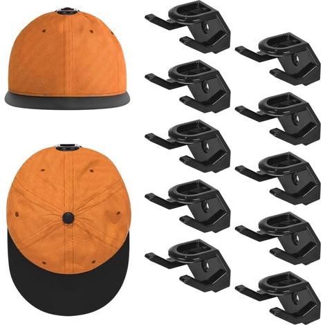 Lot de 10 crochets noir minimaliste pour casquettes de baseball, muraux, adhésifs, placard, sans perçage, pour chambre à coucher, armoire (1/5)