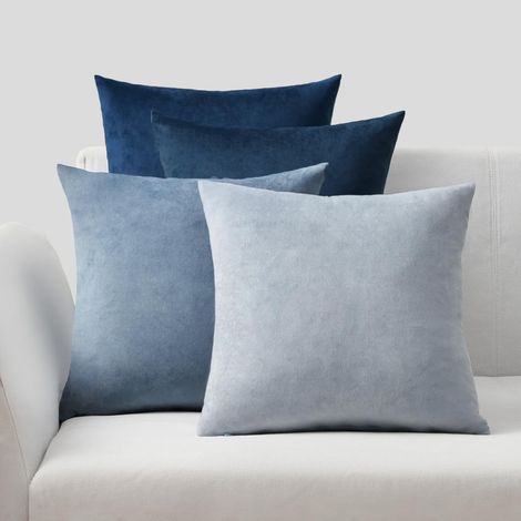 Dekorative blaue Samtkissenbezüge, 45 x 45 cm, 4er-Set, moderner Stil