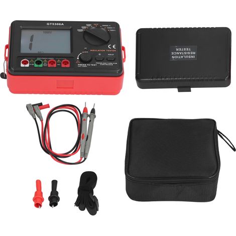 GT5306A Testeur de résistance d'isolement numérique 250V 500V 1000V, mégohmmètre, mesure de résistance de terre, détection de fuite électrique (1/5)