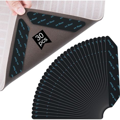 Rug Grippers,30pcs Anti Curling Carpet Grippers Coin Anti Derapant Tapis sous Tapis Antiderapant Tapis Grippers Autocollant, pour Cuisine/Salle de Bain/Bureau (1/5)