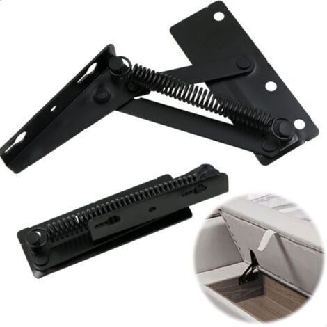 Lot de 2 charnières à ressort - Supports de rabat pour portes de placard, canapés-lits pliants, accessoires de meubles, meubles de rangement, noir
