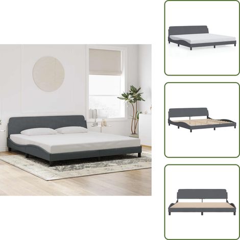 Bettgestell ohne Matratze Dunkelgrau 200x200 cm Samt - Samtbettwäsche - Doppelbett - Boxspringbett - Bettsofa - Lattenrost (1/5)