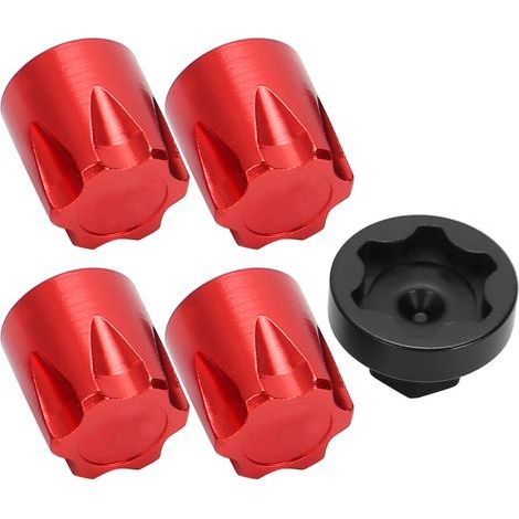 4pcs Jantes RC avec Écrou M4 et Capuchon Central pour Traxxas TRX4 SCX10 90046 D90 1/10 1/8 Voiture RC Rouge (1/5)