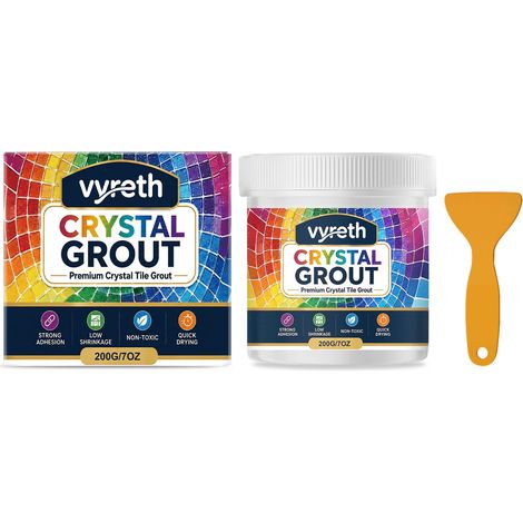Joint de carrelage anti-moisissure Vyreth, spécial cuisine et salle de bain, résistant à l'usure, aux taches et aux fissures, 200 g + raclette (1/5)