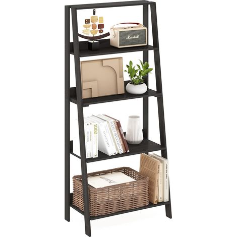ÉCHELLE Étagère, Étagère À 5 Niveaux, Bibliothèque, Étagères De Rangement, 13 x 23,6 x 53,5 cm, pour Salon, Bureau, Noir Expresso (1/5)