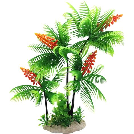 Arbre Pour Aquarium - Décoration En Forme De Cocotier En TPE Et Céramique - Abri Pour Poissons Tortues Lézards - 27 X 10 5 X 6 Cm - 1 Pièce (1/5)