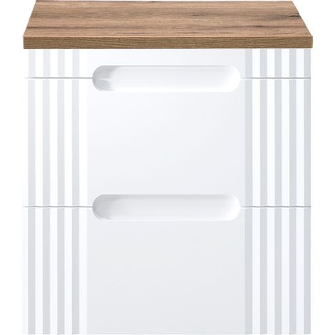 Waschtischunterschrank 60cm FAIRFIELD-56 in weiß mit Eiche Nb., B/H/T ca. 60,4/64,5/46 cm (1/5)