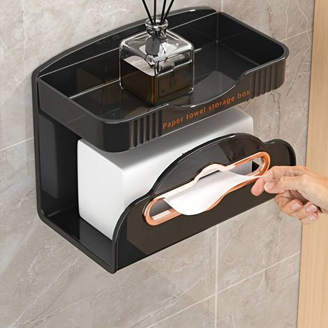 Boîte à mouchoirs murale multifonction - Porte papier toilette et support téléphone intégré