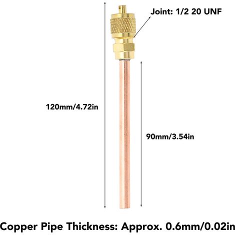 Ortviai Valve d'accès pour climatisation en cuivre 1/2" 20 UNF avec extracteur de noyau, compatible R410A/R32 (1/4)