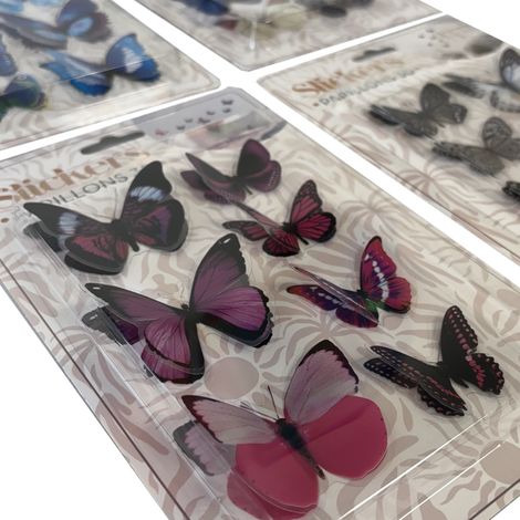 Lot de 4 blisters de stickers papillons 3D (1/3)