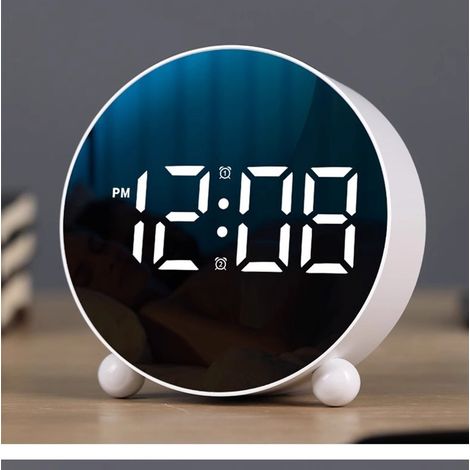 Sveglia digitale, sveglia con display LED rotondo, piccola sveglia digitale a doppia campana, luminosità regolabile su 3 livelli, sveglia da tavolo silenziosa, sveglia ad alto volume per camera da ... (1/5)