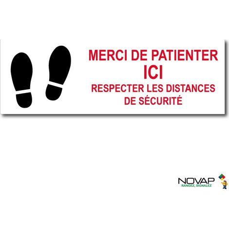 Panneau Merci de patienter ici - Blanc - spécial sol - 450x150 mm - 4007540