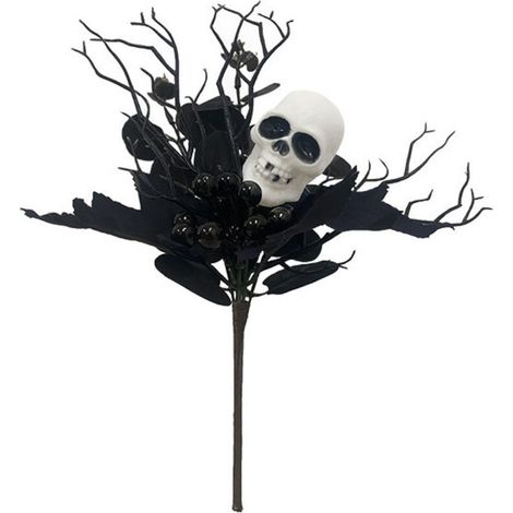 Branche unique de feuille d'érable de simulation, crâne de citrouille d'halloween, décoration de branche intérieure de feuille d'érable noire (1/3)