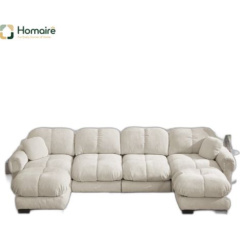 Canapé modulable en chenille kaki avec accoudoirs 330 x 149 x 90 cm HOMAIRE (1/5)