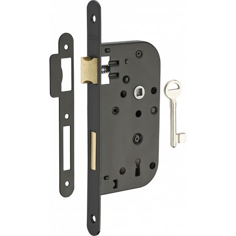 Thirard – Serrure encastrable pêne dormant pour porte de chambre – Entr'axe 70mm – Têtière acier bouts ronds – Mécanisme 2 tours – Gâche plate acier