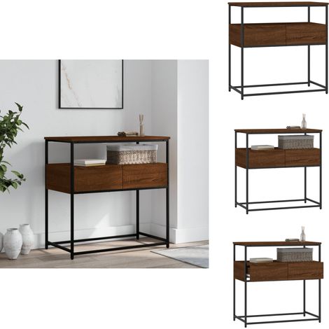 Table console chêne marron 75x40x75 cm bois d'ingénierie - Table Basse - Table D'appoint - Meuble D'entrée - Table Console - Mobilier Industriel (1/5)