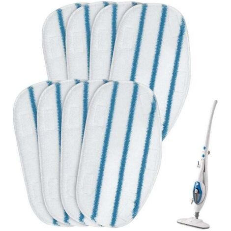 Convient aux chiffons de nettoyage à la vapeur Black & Decker, chiffons de nettoyage en fibres PurSteam ThermaPro - paquet de 8 - 31 x 16,5 cm - chiffon ovale (trois rayures bleues) (1/4)