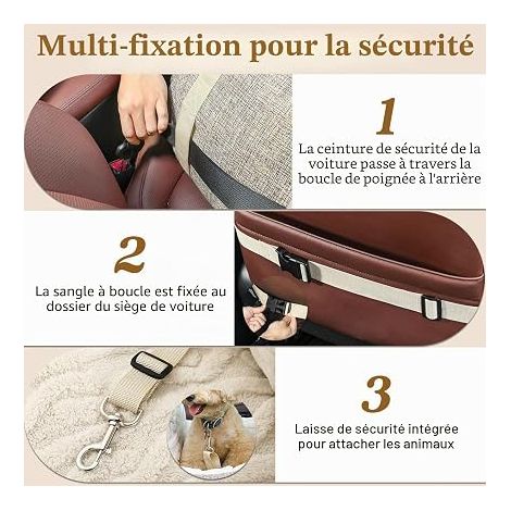 Siège de Voiture pour Chien, Panier Chien Voiture, Brun (1/3)