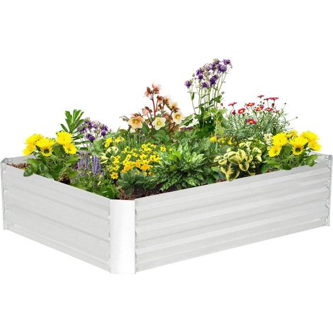 Hochbeet Aus Verzinktem Stahl Gartenbeet Pflanzkasten Für Garten Blumenkasten Blumenkübel Silber 120 X 90 X 30 Cm