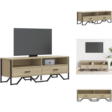 TV-Schrank Sonoma-Eiche 122x34x41 cm Holzwerkstoff - TV Schrank - Holzwerkstoff Möbel - Wohnzimmermöbel - Eiche Möbel - TV Stand (1/5)