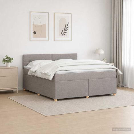 vidaXL Lit boxspring avec matelas Taupe 180 x 200 cm Tissu (1/5)