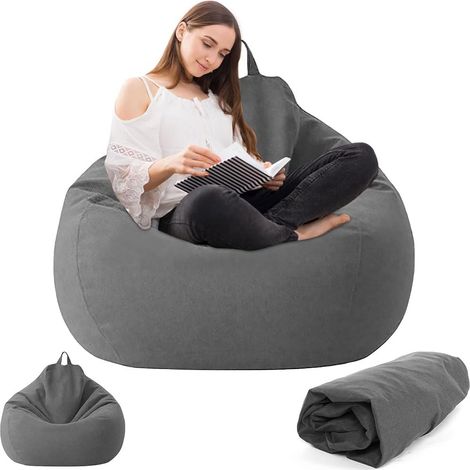 Pouf XL (sans rembourrage) - En forme de goutte - Housse uniquement - Pour adultes et enfants - Pour salon, chambre d'enfant, canapé, décoration extérieure, 100 x 120 cm (1/5)