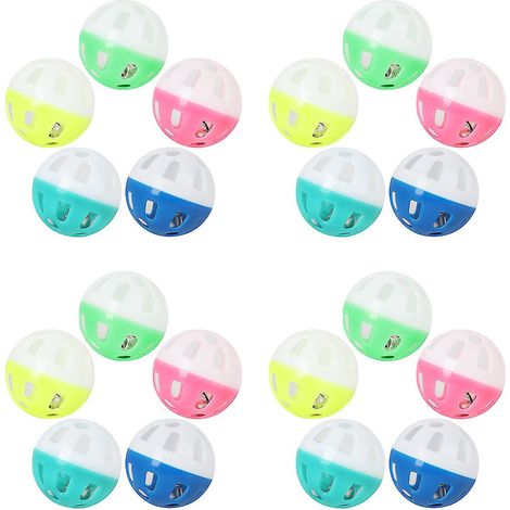 Lot de 20 balles en plastique bruyantes avec clochette pour chatons, à poursuivre ou à chasser. (1/4)