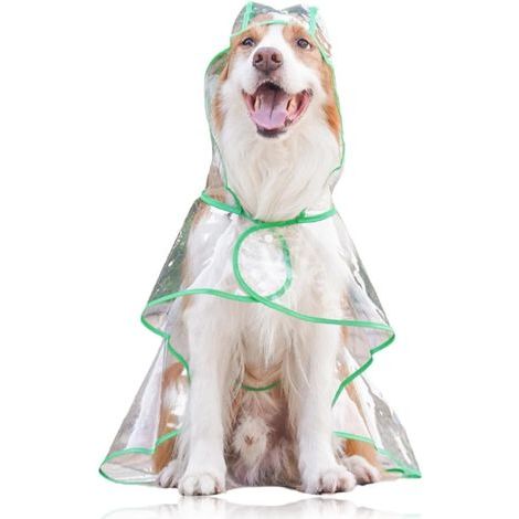 (vert transparent) Manteaux imperméables pour chiens, imperméable pour chien imperméable pour animaux de compagnie avec capuche imperméable pour chiens de petite et moyenne taille