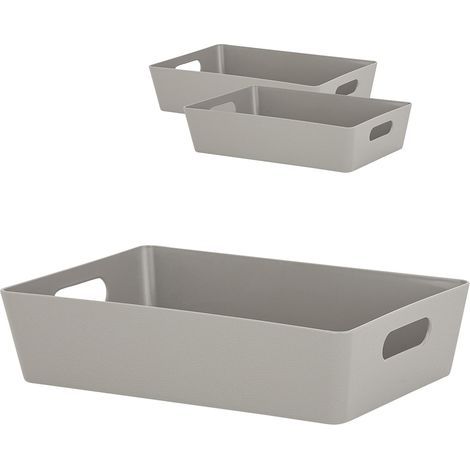 Lot de 3 Organisateur tiroir, 6 cm haut, Plastique aspect cuir, Rangement cuisine DIN A5 (1/5)