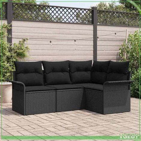 Canapé de jardin - FAFEICY - Modulaire - Noir - Rangement intégré - Résistant aux UV (1/5)