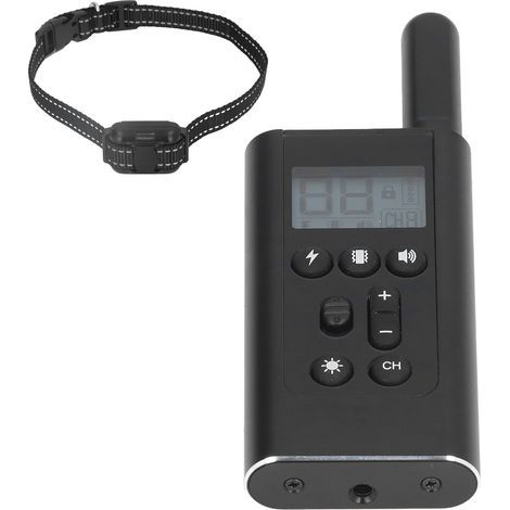 Wasserdichtes Hundeerziehungshalsband mit drahtloser Fernbedienung, LED-Locator, Antibellfunktion, USB-aufladbar (Empfänger und Fernbedienung mit eingebautem Akku) (1/5)