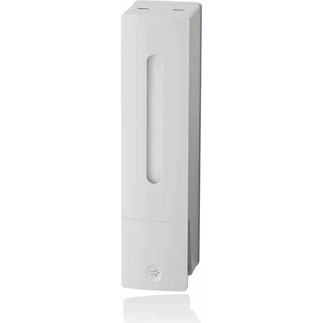 Distributeur de savon mural,distributeur de gel douche et de shampoing,pour hôtel et maison,sans perçage,blanc 400 ml - avec fenêtre transparente (1/5)