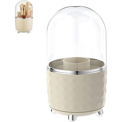 Scatola porta pennelli per il trucco con 6 scomparti, organizer girevole a 360° per strumenti e accessori per il trucco, coperchio incluso. (1/5)