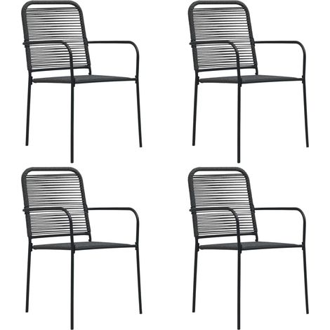Lot de 4 Chaises de jardin de luxe pour Relax Corde en coton et acier Noir -BV28682 (1/5)