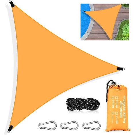 Voile d'ombrage triangulaire 3 x 3 m – Imperméable avec protection UV – HDPE respirant – Installation rapide avec cordes – Pour patio et terrasse (1/5)