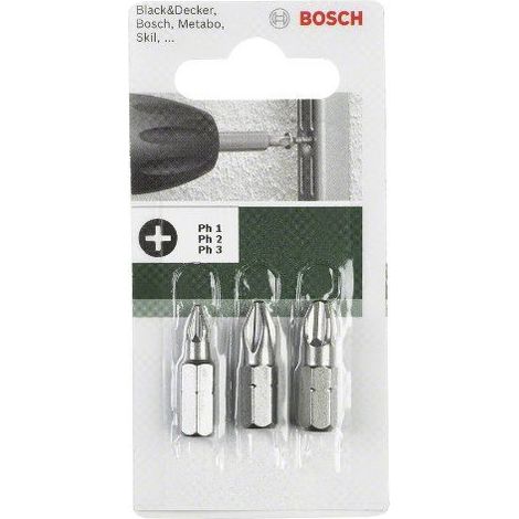 Bosch 2609255964 Set de 3 embouts de vissage courts qualité standard PH1 + PH2 + PH3 (1/2)