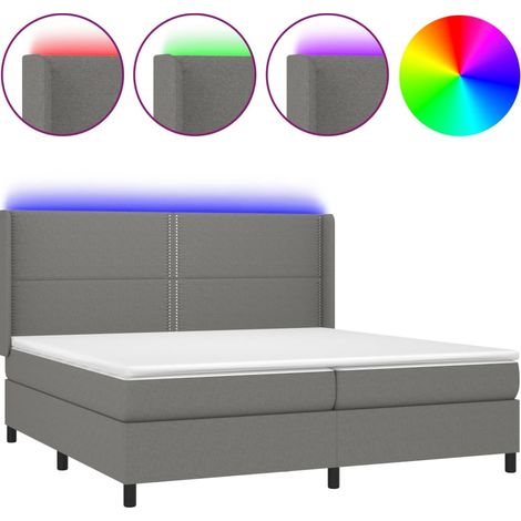 Maison Exclusive - Boxspringbett mit Matratze & LED Dunkelgrau 20