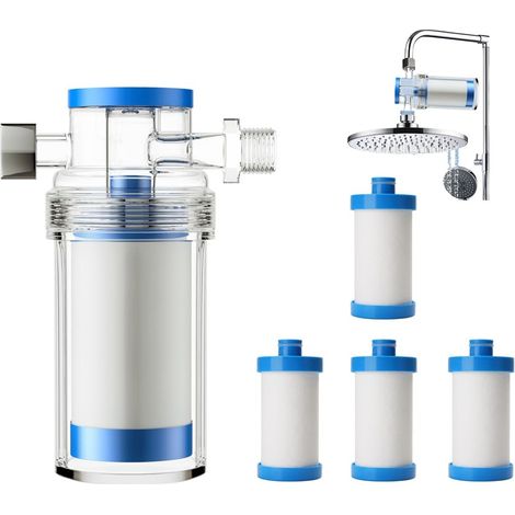 Filtre de douche, filtre pour pommeau de douche, filtre pour robinet avec élément filtrant en coton PP remplaçable, joint étanche, préfiltre à eau (1/5)