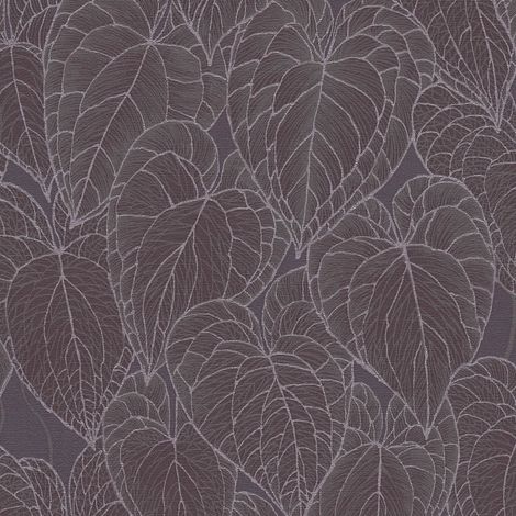 Natur Tapete Profhome 781285 heißgeprägte Vliestapete strukturiert mit floralen Ornamenten dezent schimmernd grau lila silber 5,33 m2
