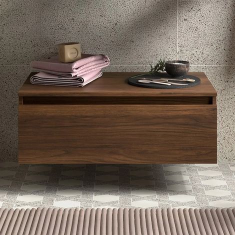 Cassettiera bagno 80 cm sospesa in noce maya con chiusura soft close - Sumo