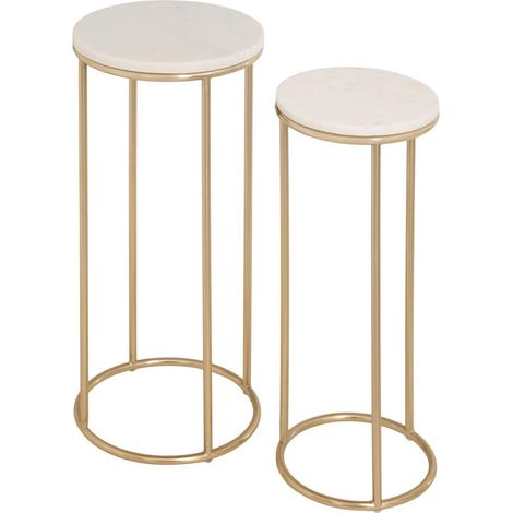 Lot de 2 Sellettes en Marbre "Crush" 60cm Doré (1/5)