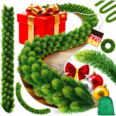 KESSER® Guirlande de Noël vert sapin, IP44 - vert foncé, 270 cm, sans LED (1/5)