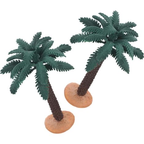 Lot de 2 Faux Palmiers en PVC, Arbre Miniature à Haute Réalisme pour Décoration de Micro-paysages, Bureau et Maison (1/5)
