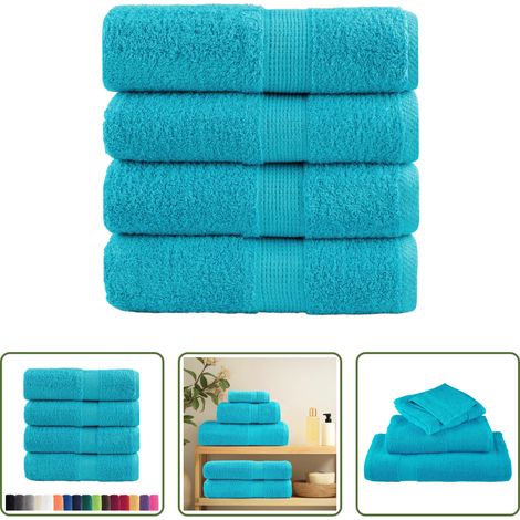 vidaXL Gesichts-Handtuch - Premium Waschhandtücher SOLUND 4 Stück Türkis 30x30 cm 600 g/m² (1/5)