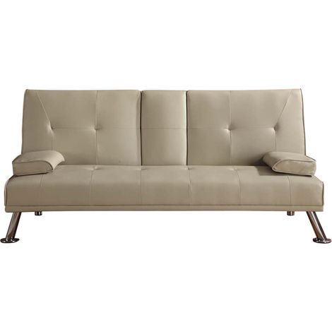 Faux Leather Sofa Bed in Cream