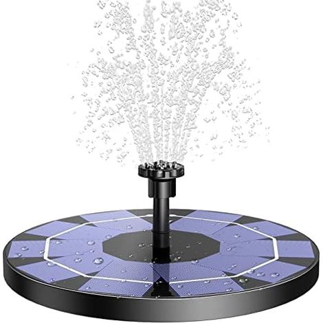 Solarbrunnen für Draussen 3.0W, Solar Springbrunnen für Außen Eingebaute 1200 mAh Akku Teichpumpe Solar mit 10 Effekte Schwimmender Fontäne Pumpe mit 4 Stützstangen für Garten/Vogelbad/Teich (1/5)