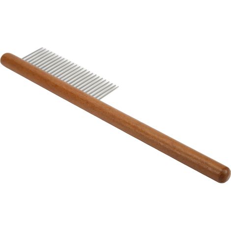 Peigne pour chats et chiens - Enlève les poils morts - Peigne en bois réutilisable pour animaux de compagnie - Dents longues et espacées (pour poils longs) (1/5)